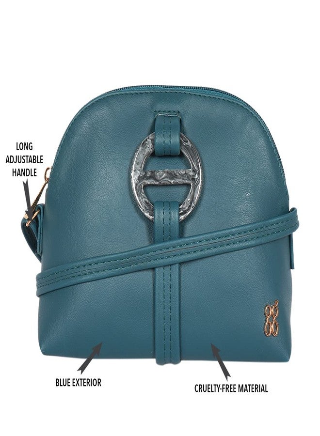 Baggit Women's Lpxe Troll Bowling Bag (Blue) | Stylish Vegan Leather Shoulder Handbag for Women | Trendy Spacious Purse for Daily Use, Travel, Office & College | Elegant Tote-Style Bowling Bag - Image 2